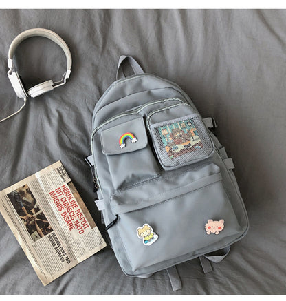Geometric Canvas Backpack – Large Capacity Unisex School Bag