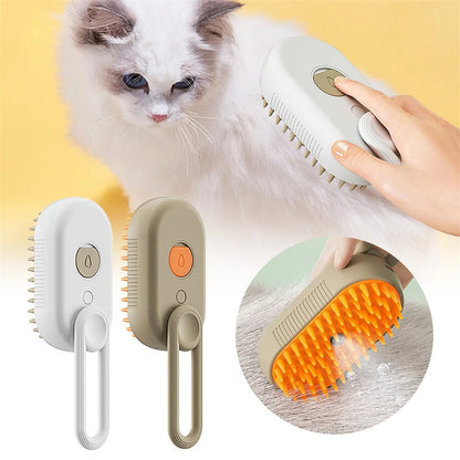 3-in-1 Electric Steam Pet Grooming Brush — USB Rechargeable