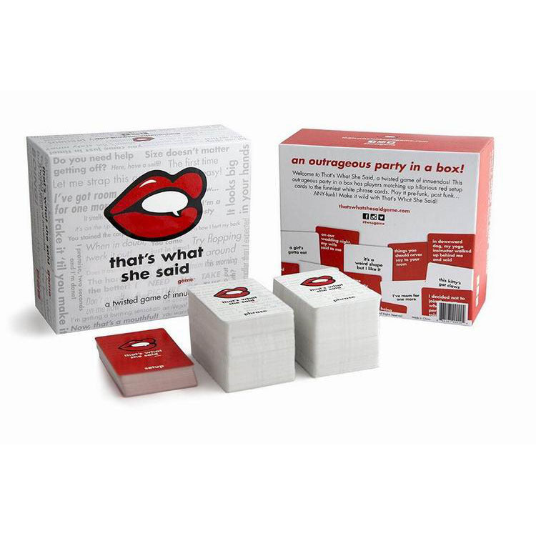 Board game cards and packaging with red and white design