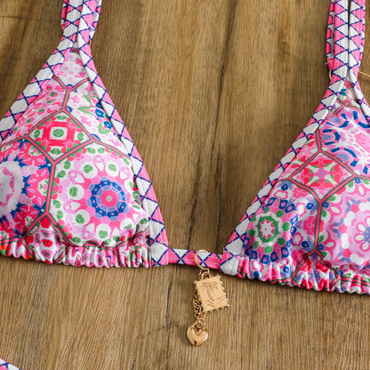 Women's Retro Print Bikini | European-Style Two-Piece Swimsuit