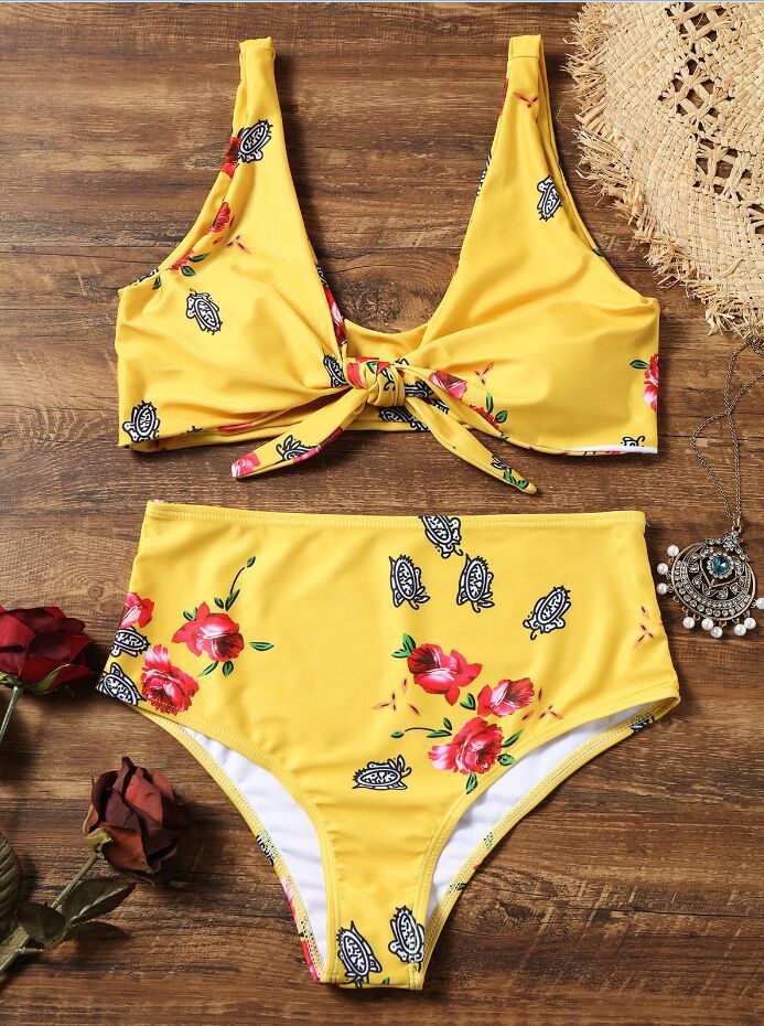 Knotted Bikini Set | Floral Beachwear for Women