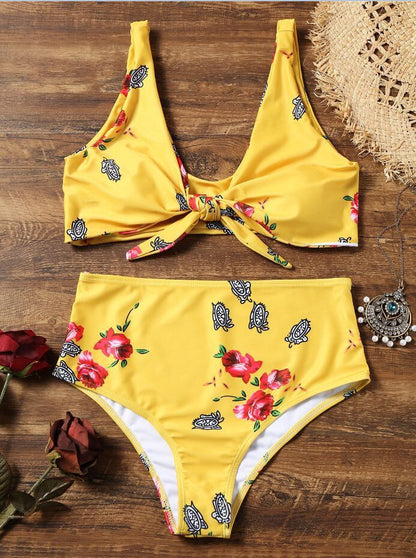 Knotted Bikini Set | Floral Beachwear for Women