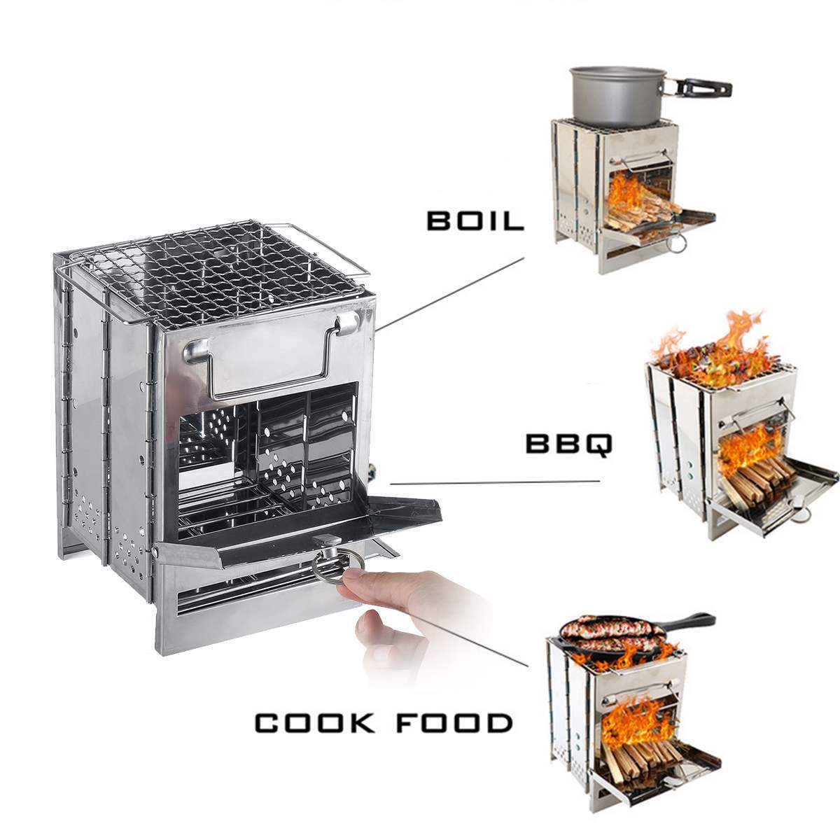 Folding Camp Stove – Portable Stainless Steel Wood Burner
