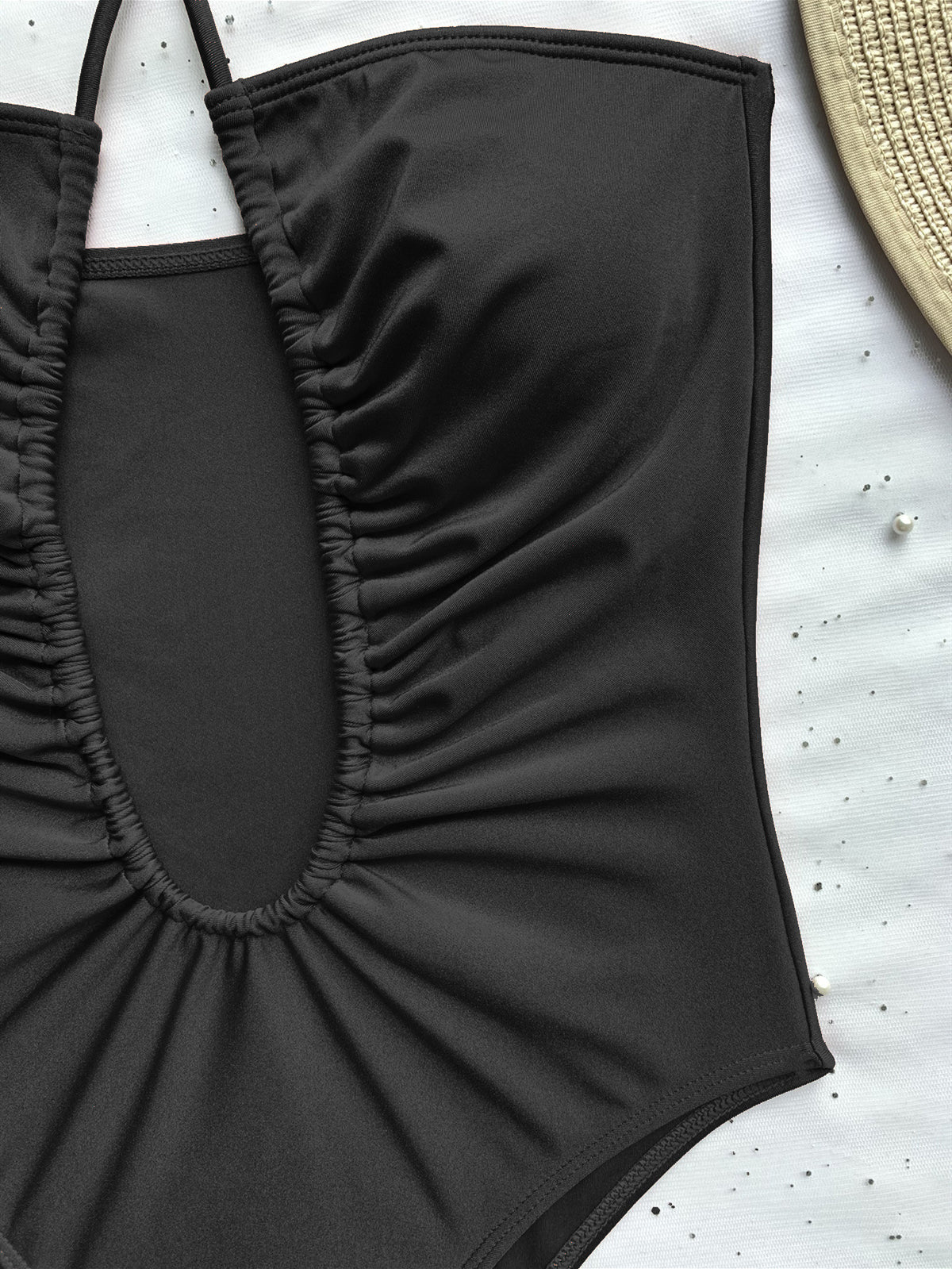 Women's Solid Color One-Piece Swimsuit | Adjustable Strap