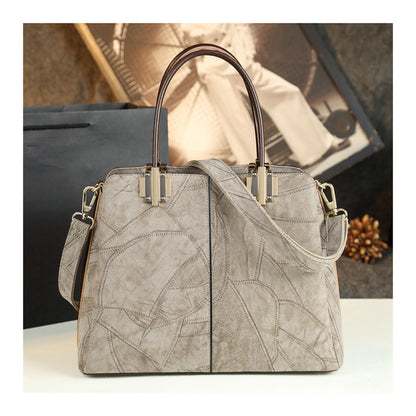 Women's Cow Split Leather Shoulder Bag – Structured Tote with Multi-Pocket Organizer