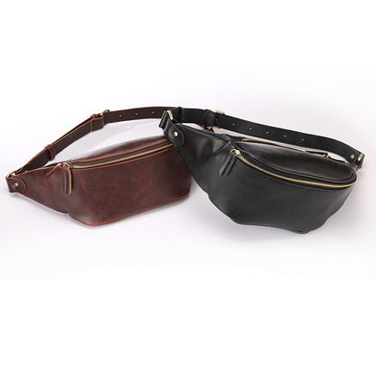 Men's Retro Crossbody Bag – Crazy Horse PU Leather Waist & Shoulder Bag