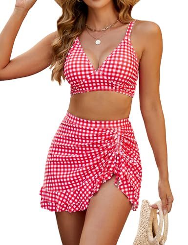 Bikini Top & Skirt Set — Tummy Coverage, 15 Prints, XS–XXL