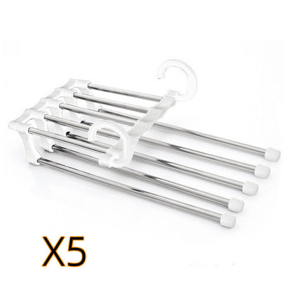 5-in-1 Stainless Steel Pants Hanger – Space-Saving Multi-Bar Trouser Rack for Closet Organization