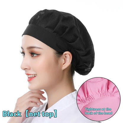 Wide Brim Mesh Chef Hat – Breathable Food Service Cap for Men & Women