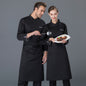 Long Sleeve Chef Coat – Unisex Cotton Kitchen Uniform | Black & White