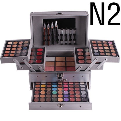 Makeup organizer with various compartments on a white background
