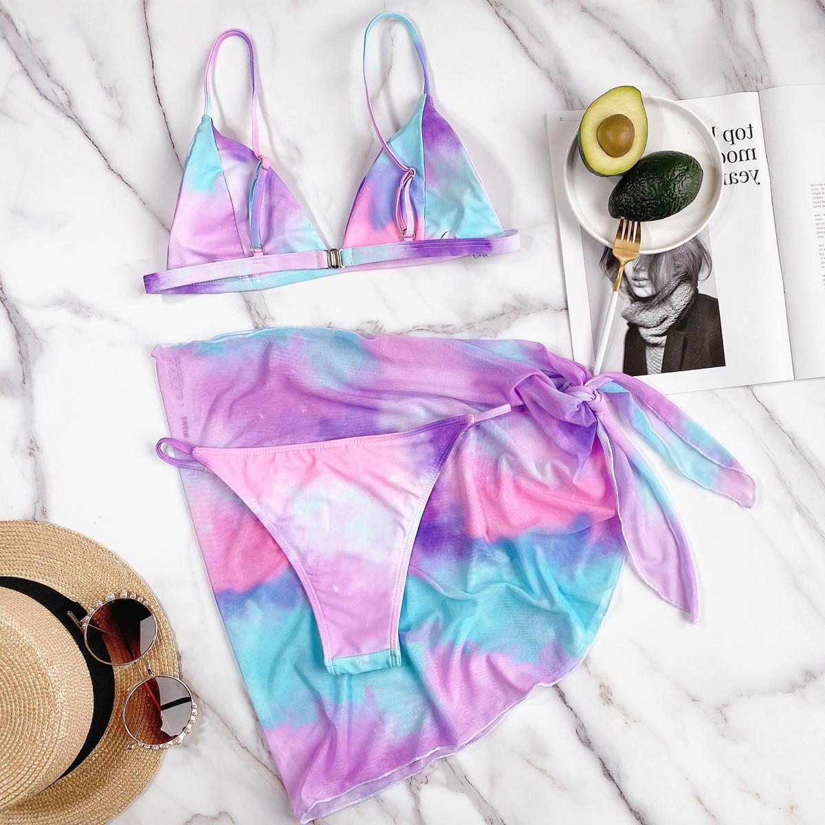 Women's Fluorescent Tie-Dye Triangle Micro Bikini Set | Bold Two-Piece Swimsuit