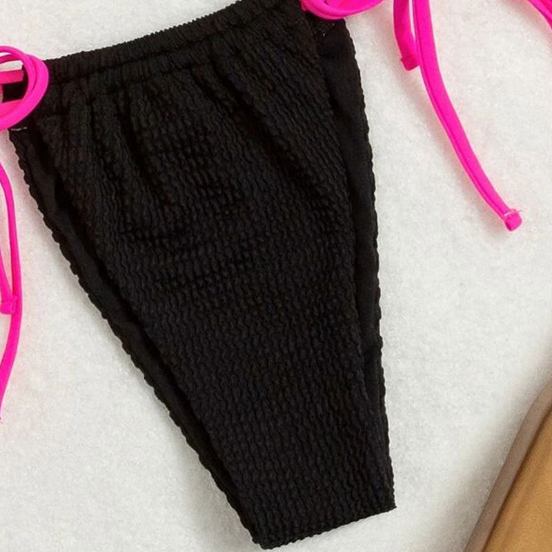 Halter Lace-Up Split Bikini
