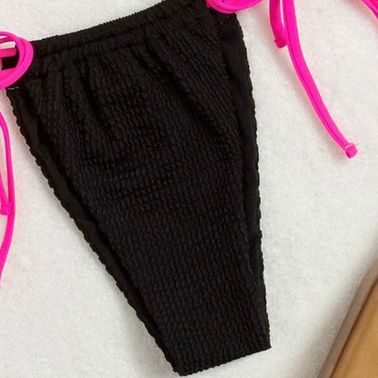 Halter Lace-Up Split Bikini