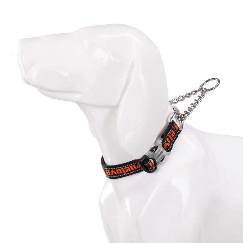 Dog collar with tag on white dog mannequin