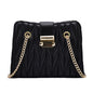 Women's Pleated Chain Crossbody Bag – Mini Vegan-Friendly Imitation Leather Shoulder Purse with Gold Hardware