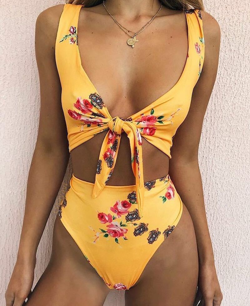Knotted Bikini Set | Floral Beachwear for Women