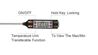 Digital Cooking Thermometer – Instant-Read Pen Thermometer with MAX/MIN & °F/°C Switch