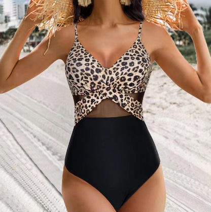 Women's Halter Neck Cross-Strap One-Piece Swimsuit | 8 Colors, S–2XL