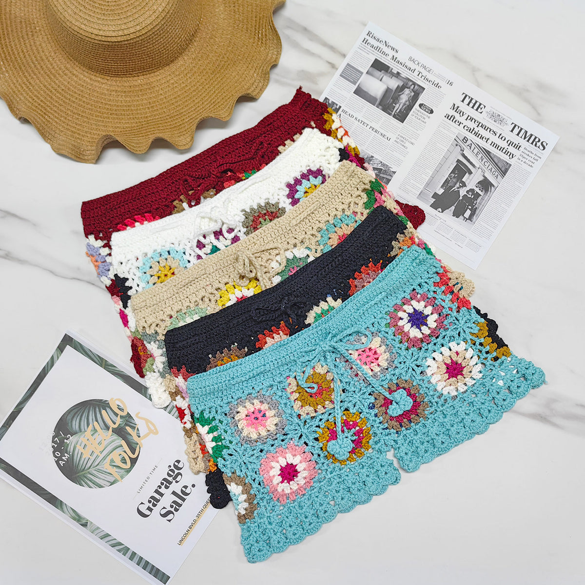 Super Cute Women's Crocheted Stitching Beach Shorts Bikini Cover-Up