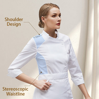 Women's Long Sleeve Chef Coat – Professional Kitchen Jacket | Black & White