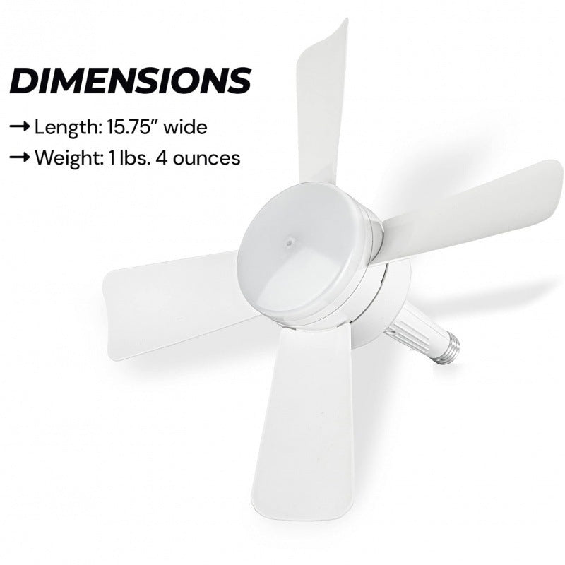 Screw-In Ceiling Fan with LED Light & Remote Control – 2-in-1 Socket Fan for Any Room