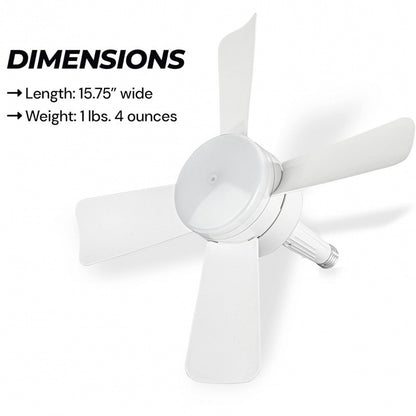 Screw-In Ceiling Fan with LED Light & Remote Control – 2-in-1 Socket Fan for Any Room