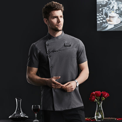 Men's Short-Sleeve Chef Shirt – Moisture-Wicking Uniform for Kitchen & Hotel Staff