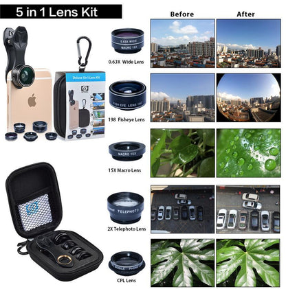 5 in 1 Lens Kit with case and lenses on a white background