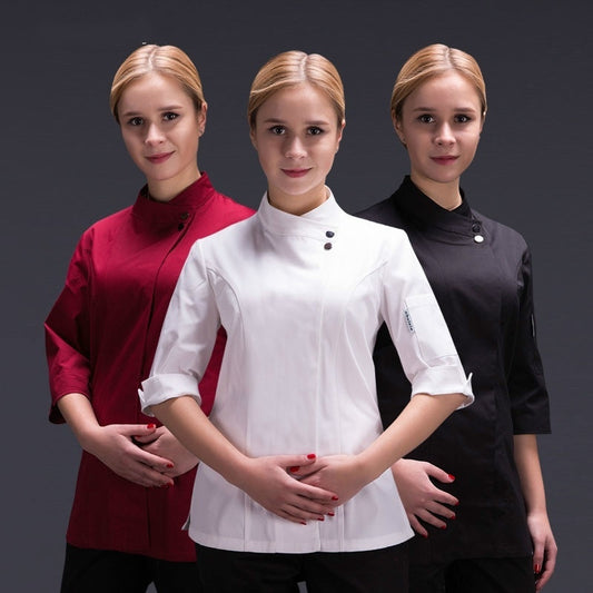 Women's 3/4 Sleeve Chef Coat – Professional Kitchen & Hotel Uniform