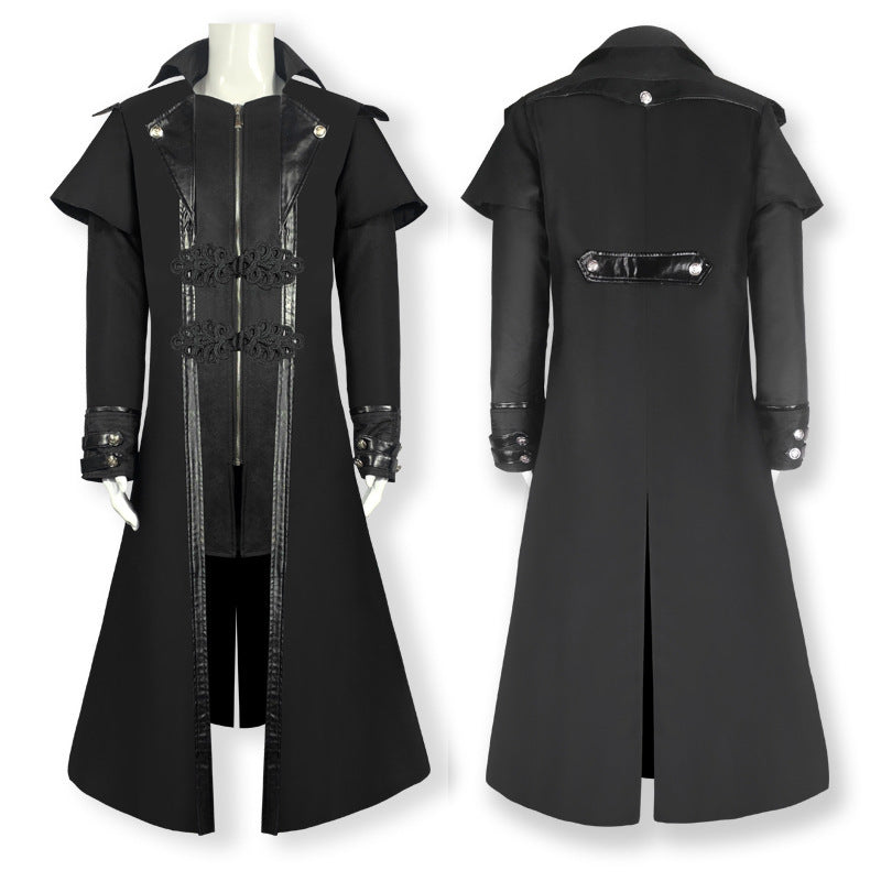 Medieval Gothic Mid-Length Coat – Unisex Cosplay & Role-Play Costume Jacket