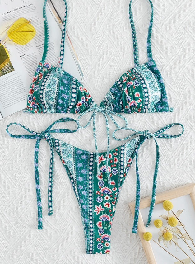 Women's Backless Solid Bikini Set | Sexy European-Style Two-Piece Swimsuit