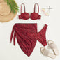 3-Piece Floral Bikini Set with Beach Skirt — 7 Colors, S–L