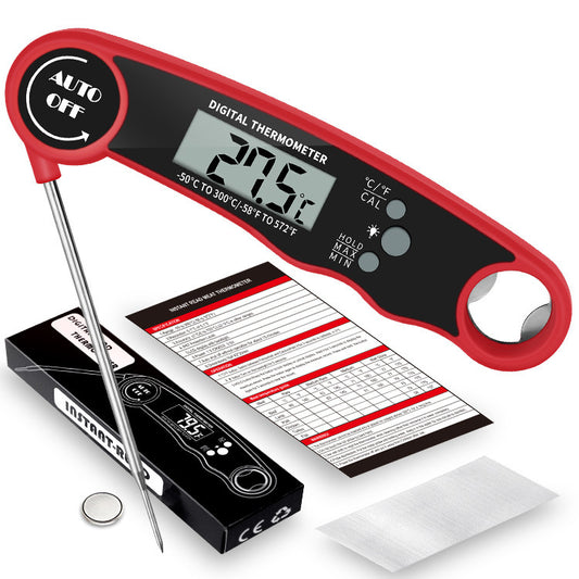 Folding Kitchen & Grill Thermometer – Electronic Instant-Read Food Thermometer, Black or Red