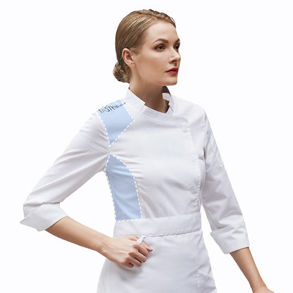 Women's Long Sleeve Chef Coat – Professional Kitchen Jacket | Black & White