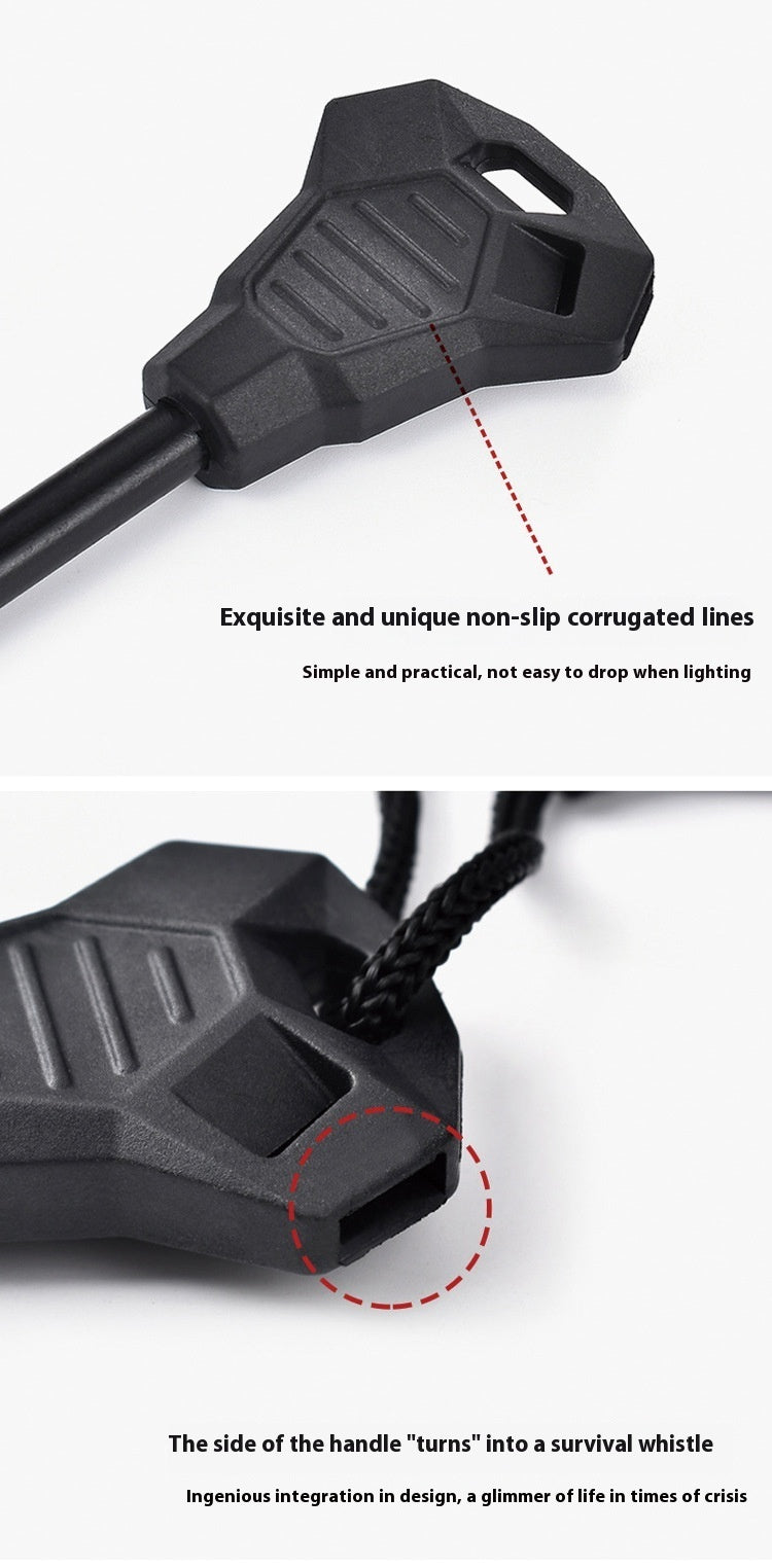 6-in-1 Magnesium Flint Fire Starter – Outdoor Survival Tool with Whistle, Scraper & Bottle Opener