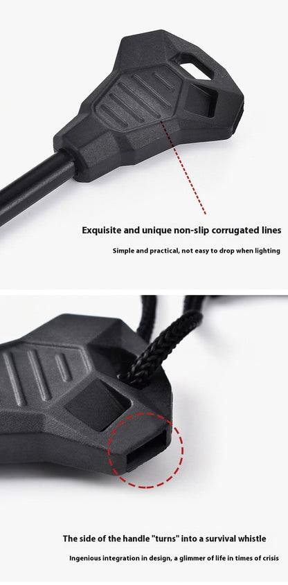 6-in-1 Magnesium Flint Fire Starter – Outdoor Survival Tool with Whistle, Scraper & Bottle Opener