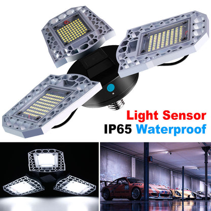 Three-Head LED Garage Light – 60W/80W/100W, E26/E27, IP65 Waterproof with Light Sensor