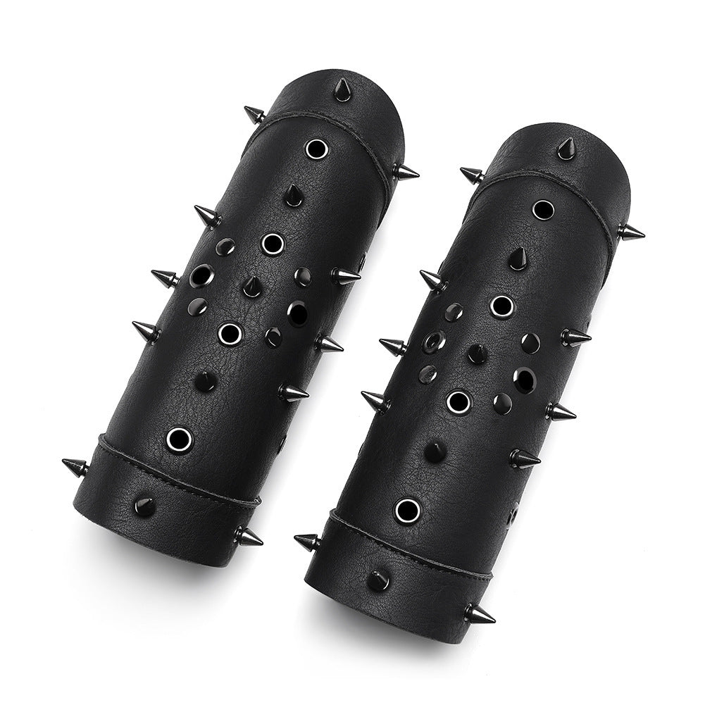 Punk PU Leather Wristband Arm Sleeve – Cosplay & Nightclub Bracelet Accessory