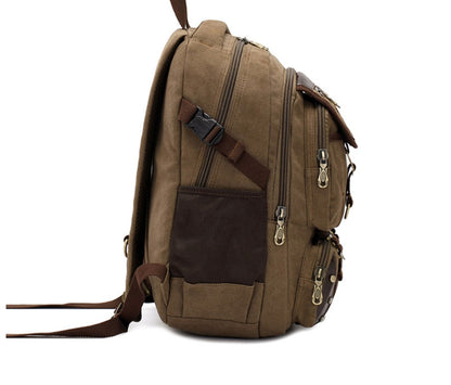 Large Canvas Travel Backpack – 20–35L, Laptop Compartment & Air Cushion Straps