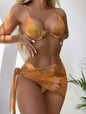 3-Piece Marble Print Bikini Set with Skirt — 6 Colors, S–L