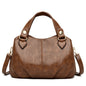 Women's Sheepskin Leather Shoulder Bag – Large Stitched Tote Crossbody Handbag