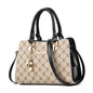 Women's Printed Satchel Handbag – Vegan-Friendly Imitation Leather Shoulder Bag with Contrast Trim & Charm