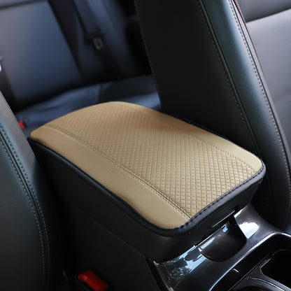 PU Leather Car Armrest Box Cover Pad – Embossed Center Console Cushion Mat