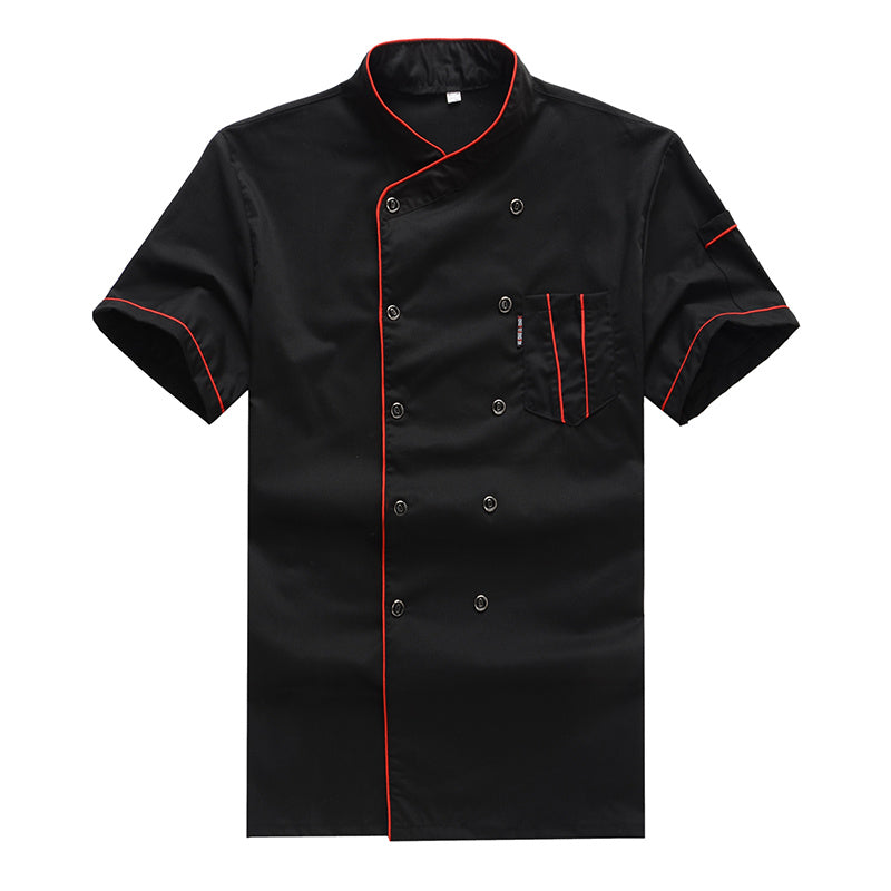 Short Sleeve Chef Shirt – Unisex Poly-Cotton Kitchen Uniform | White, Red, Black