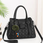 Women's Quilted Satchel Crossbody Bag – Vegan-Friendly Imitation Leather Handbag with Pom-Pom Charm
