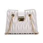 Women's Pleated Chain Crossbody Bag – Mini Vegan-Friendly Imitation Leather Shoulder Purse with Gold Hardware