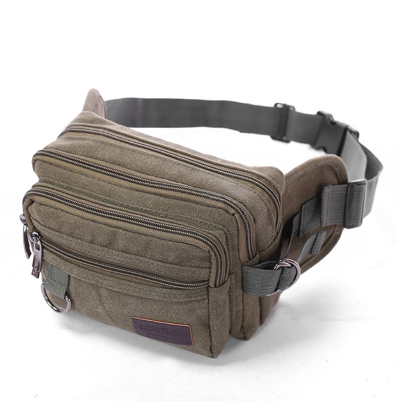 Canvas Fanny Pack – 4-Zipper Pocket Waist Bag for Men & Women