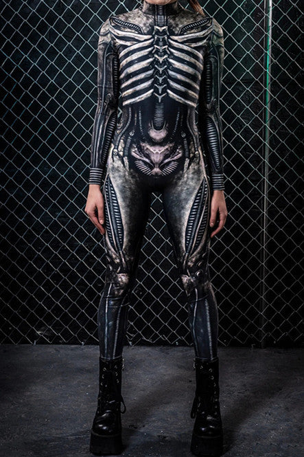 3D Digital Print Cosplay Jumpsuit – Long Sleeve Unisex Halloween Bodysuit