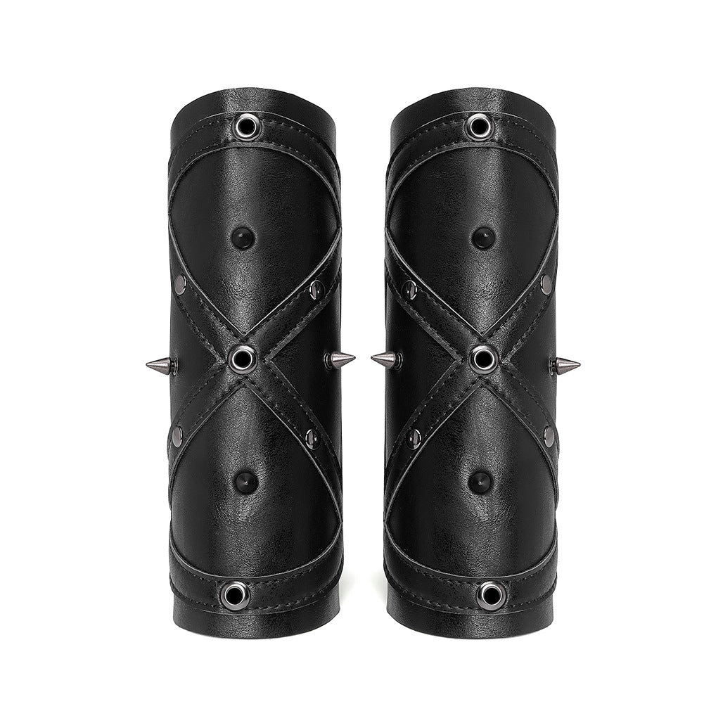 Punk PU Leather Wristband Arm Sleeve – Cosplay & Nightclub Bracelet Accessory